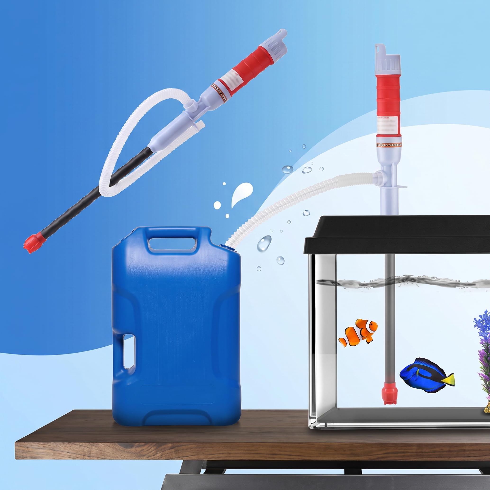 Pompa per trasferimento olio portatile con pompa dell'acqua a batteria con tubo da 22, 8 blu