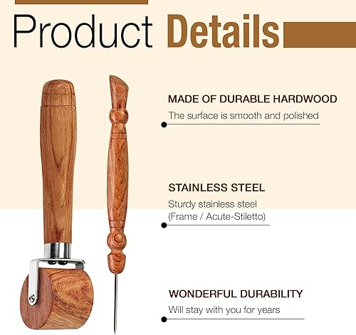 Vista 2 de Savina Rodillo de costura y estilete para coser/acolchar – Rodillo de prensado de madera, mango fácil de agarrar – Juego de herramientas de Rodillo