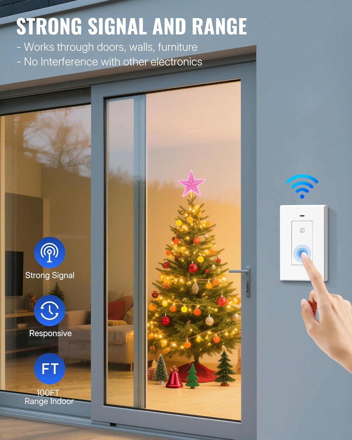 Remote Control Outlet Wireless Light Switch and Remote Outlet Switch with Magnetic Base Bundle, for Lights, Lamps, Fan W05RC1206-W14RC1106