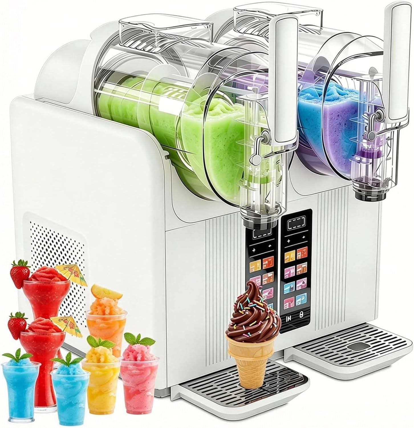 XUXIAO 2-in-1 Slush Machine & Soft Serve Ice Cream Maker 2 X 2l White