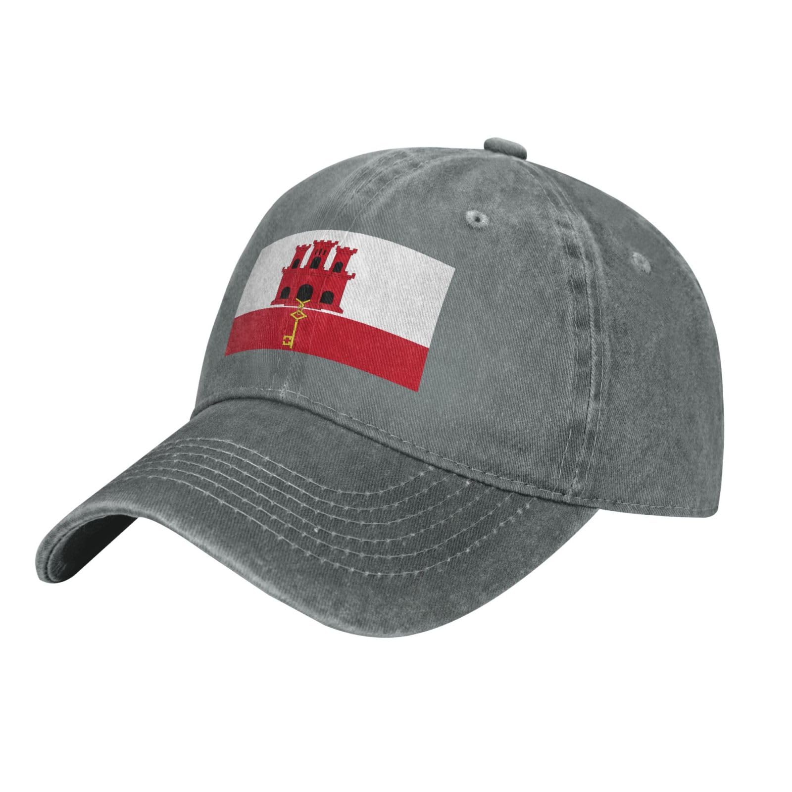 Kwqdozf Unisex Gray Flag Of Gibraltar Baseball Cap For Men Women Dad Hat Adjustable Cap Black