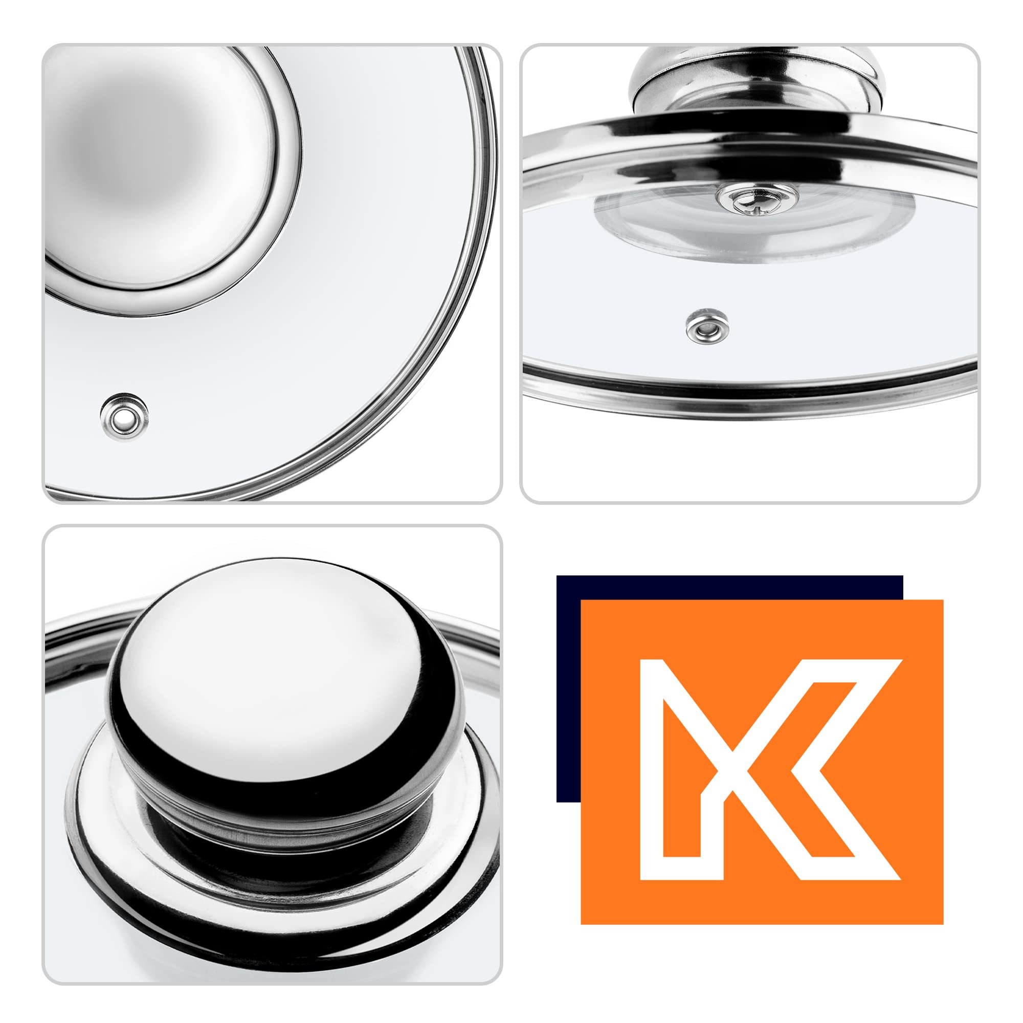 Set Coperchi In Vetro KADAX - 3 Pezzi 20+24+28 Cm Con Maniglia | Universali Per Pentole E Padelle