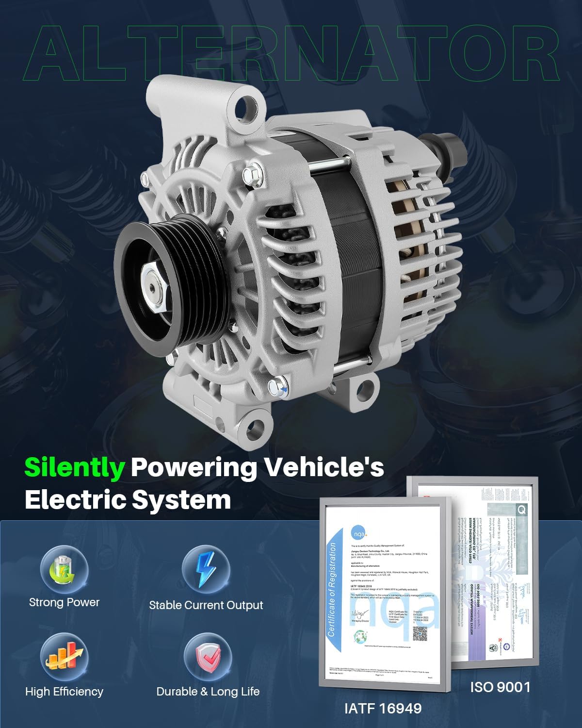 New Alternator Fit for Ford Escape (2009-2012), Fusion (2010-2012), for Mercury Mariner (2009-2011), Milan (2010 2011) V6 3.0L. Replace 9L8T-10300-AB