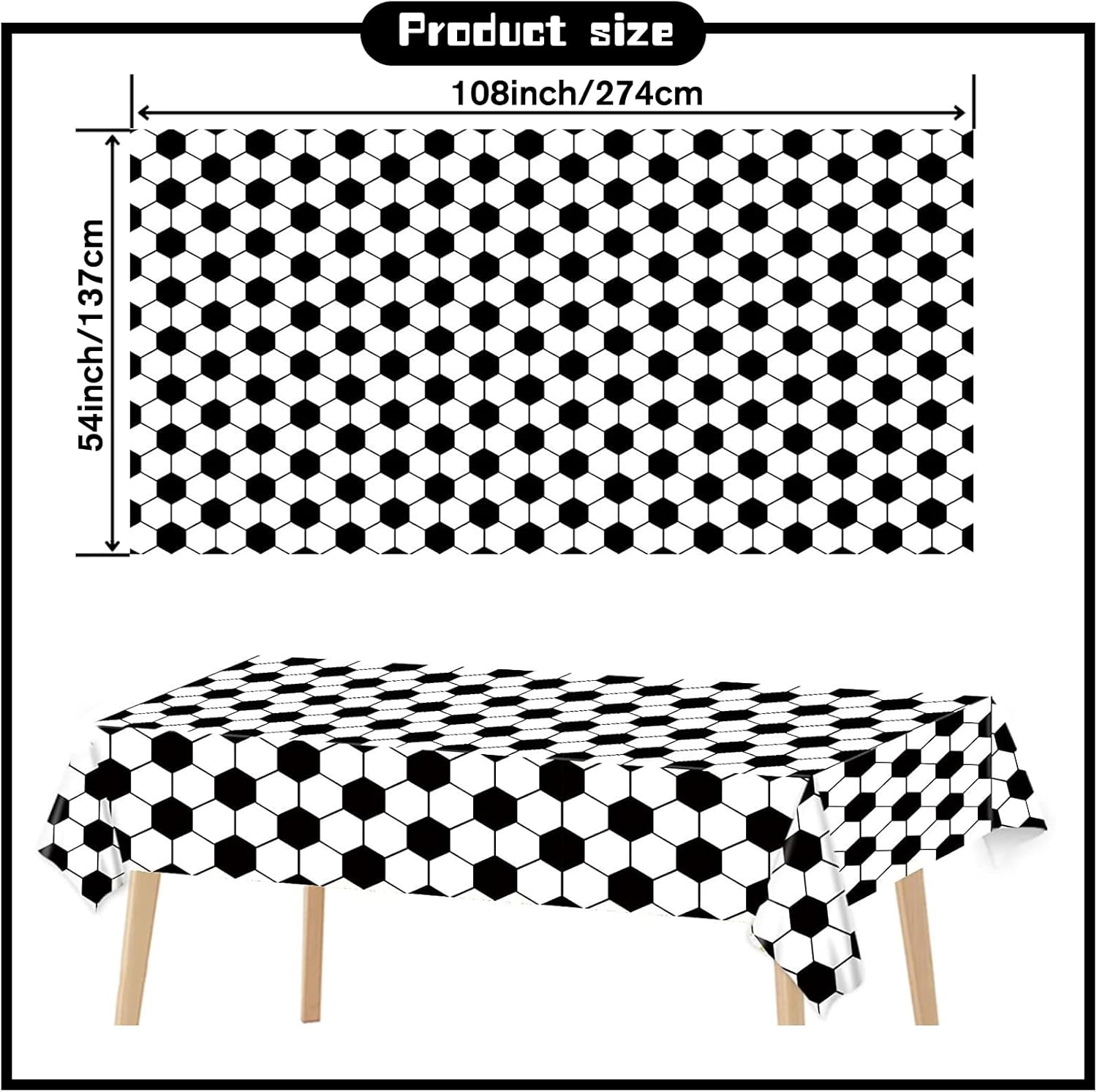 Kesfey 3 Packs Soccer Party Tablecloths 54 x 108 Inches Soccer Sports Ball Table Cover Disposable Waterproof Plastic Soccer Themed Birthday Table Cloth Rectangular Football Tablecloth for Boys Sports