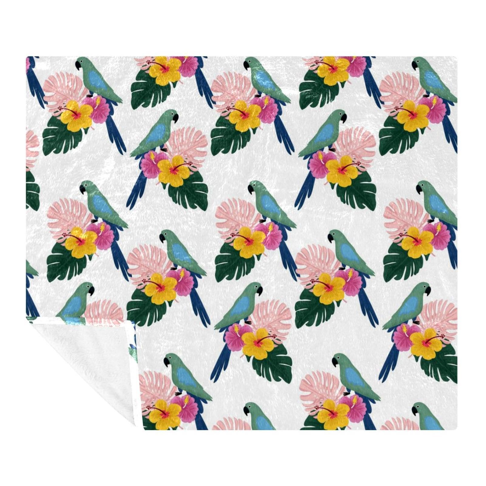 Couverture légère anti-froid microfibre douce motif aras coloré