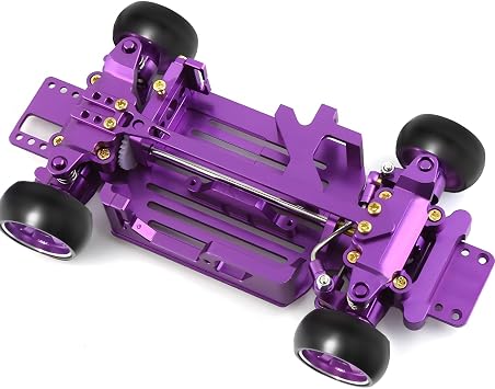 RC Car Chassis Frame 1/28 CNC Aluminum Alloy with Wheels for Wltoys 284131 K969 K979 K989 K999 or MINI-Q 4X4 Metal Frame Equipment RC Car Equipment Drift Purple