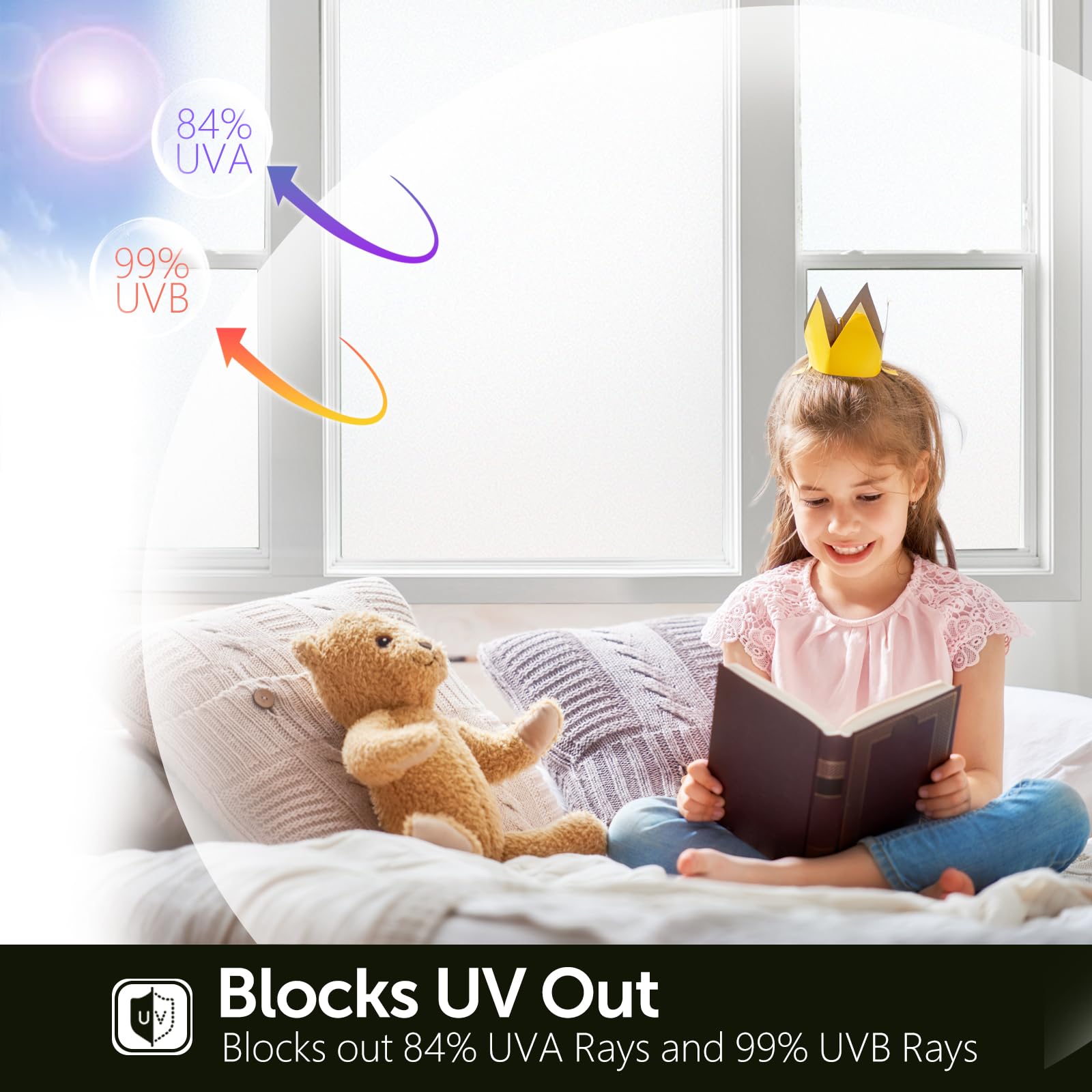 Agmovoue Frosted Window Film Privacy for Glass Windows, Opaque Vinyl Sun Blocking Anti UV Static Cling No Glue Window Frosting Film for Home Office Bathroom Kitchen, Frosted, 47.2 X 78.7 Inch