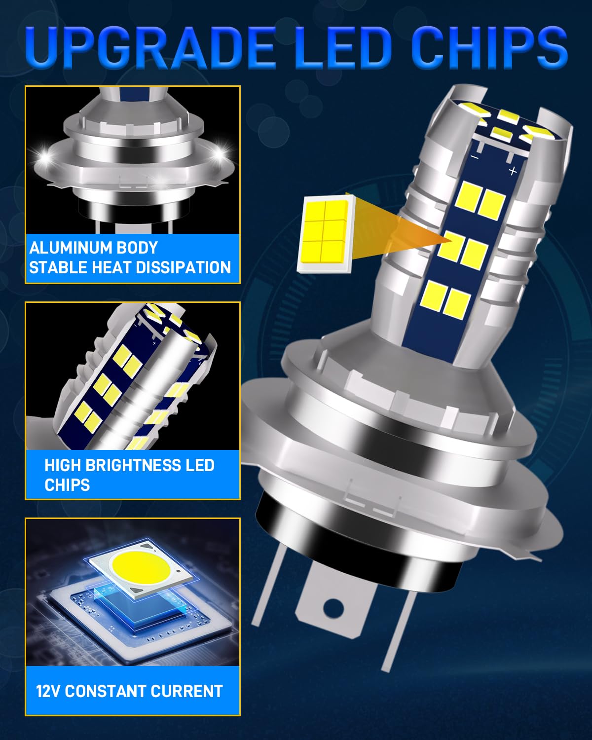 H4 LED Lampadine HS1 Moto Fari LED Alta Bassa Fascia Sostituzione per 35/35W Lampadina Alogena Moto Faro Bianco 2PCS