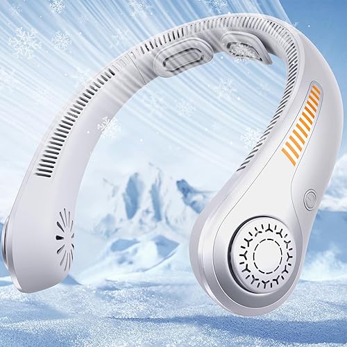Portable Neck Fan - Rechargeable Personal Fan with Neck Brace, 5 Speeds, All-Around Cooling, Hands-Free Bladeless Lightweight Quiet Neck Fans That Blow Cold Air Gift for Women/Men, Hot Flashes, Travel
