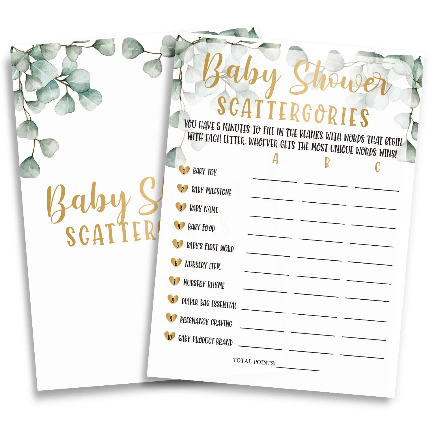 Buy Greenery Baby Shower Games Baby Shower Scattergories, 30 Game