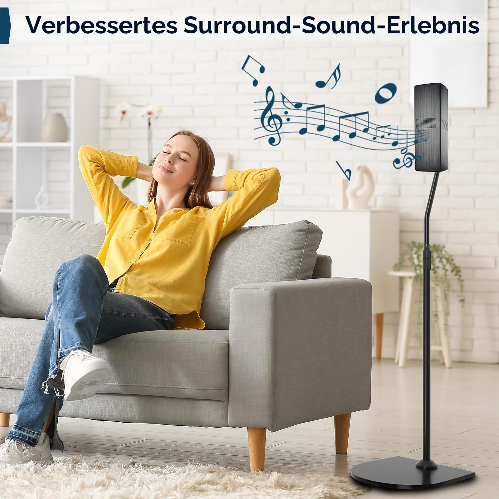 Höhenverstellbarer Ständer für Bose Lautsprecherständer, mit Slideconnect Halterung, für Bose Surround Lautsprecher, Surround 700, OmniJewel Lifestyle 650, CineMate GS Serie II, für OmniJewel