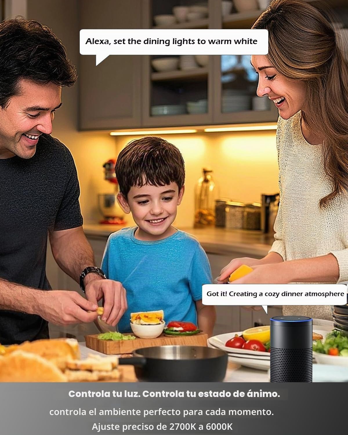 Cefrank – Kit de 4 Barras LED Inteligentes para Bajo Armario, Forma en V de 30 cm, Luz Regulable de 2700K a 6000K, 3W por Barra, con Control por App, Compatible con Alexa y Google Assistant