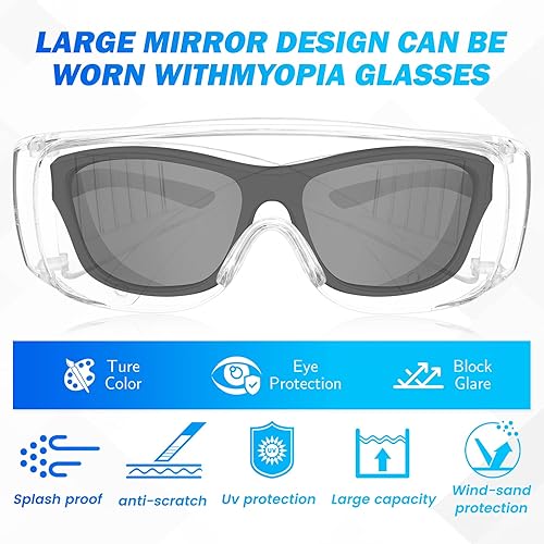Miniatura 4 de WFEANG Gafas de seguridad transparentes a granel, gafas protectoras ligeras para hombres y mujeres, resistentes a impactos y arañazos, para usar