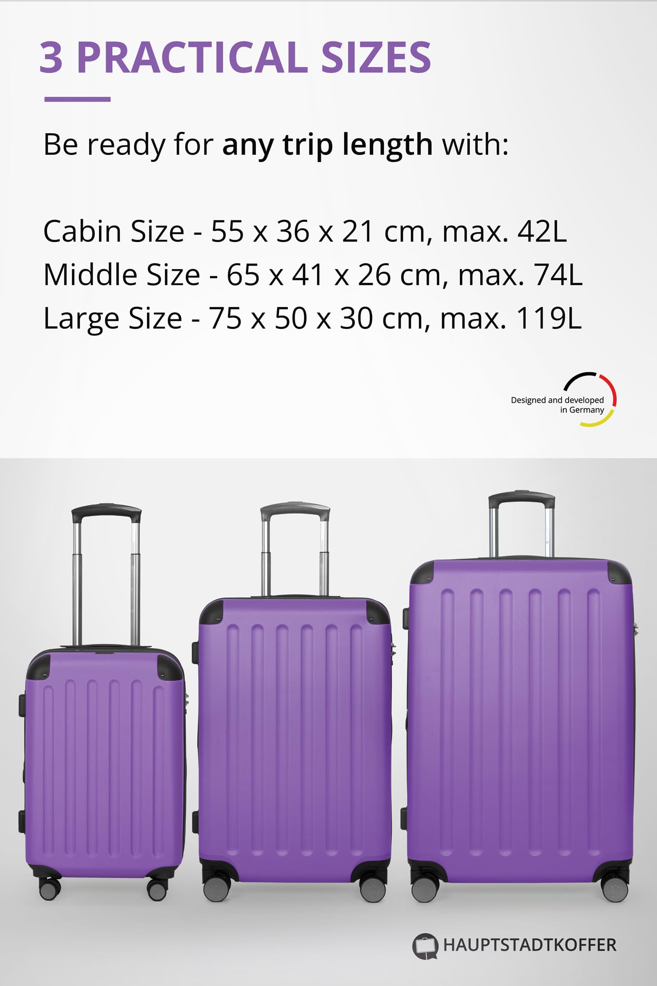 HAUPTSTADTKOFFER - Spree - Maleta rígida, Trolley expandible, Equipaje de Viaje, 4 Ruedas Dobles, TSA, 65 cm, 74 litros, Champán — view 132