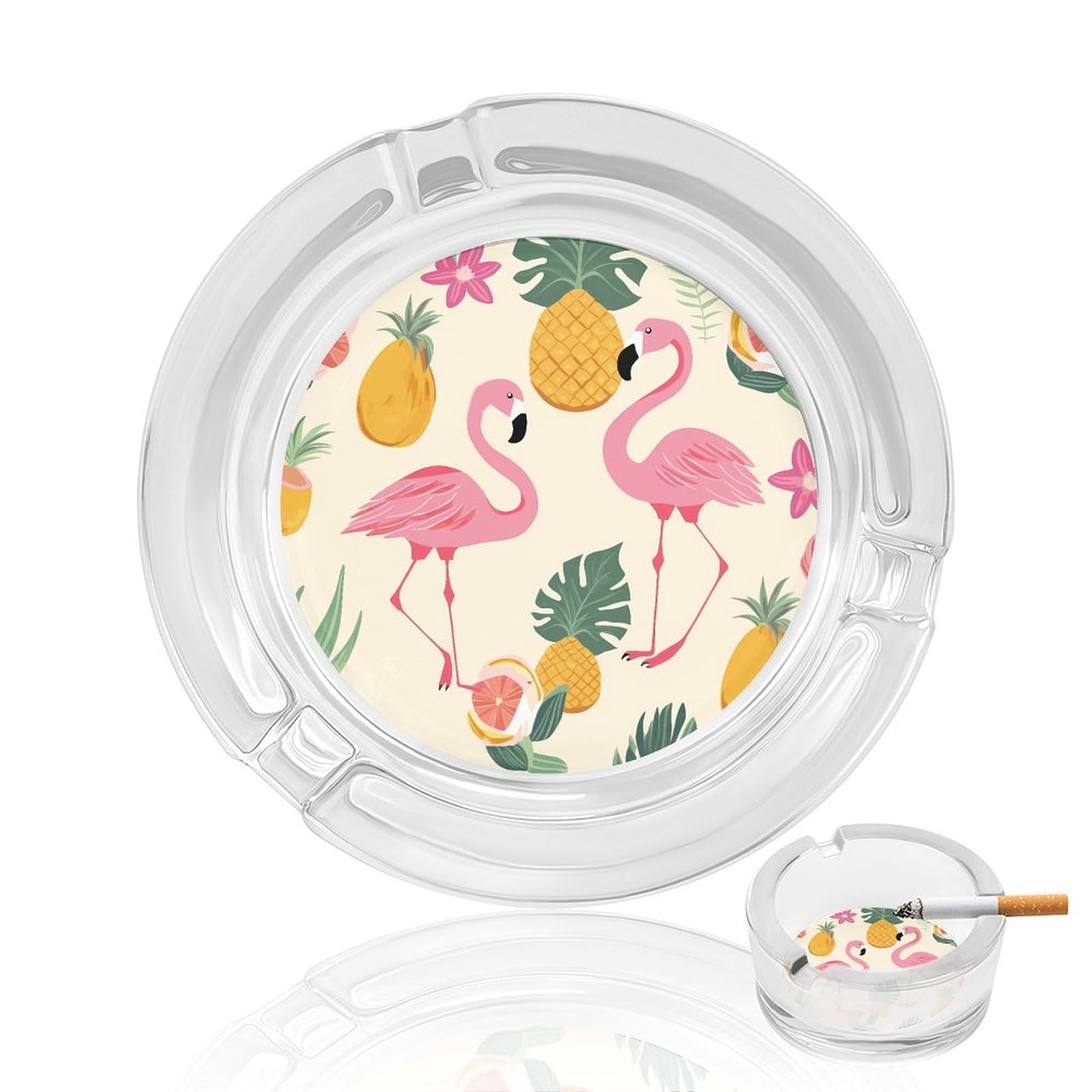 Cendrier en verre flamant rose cadeau original pour fumeur deco