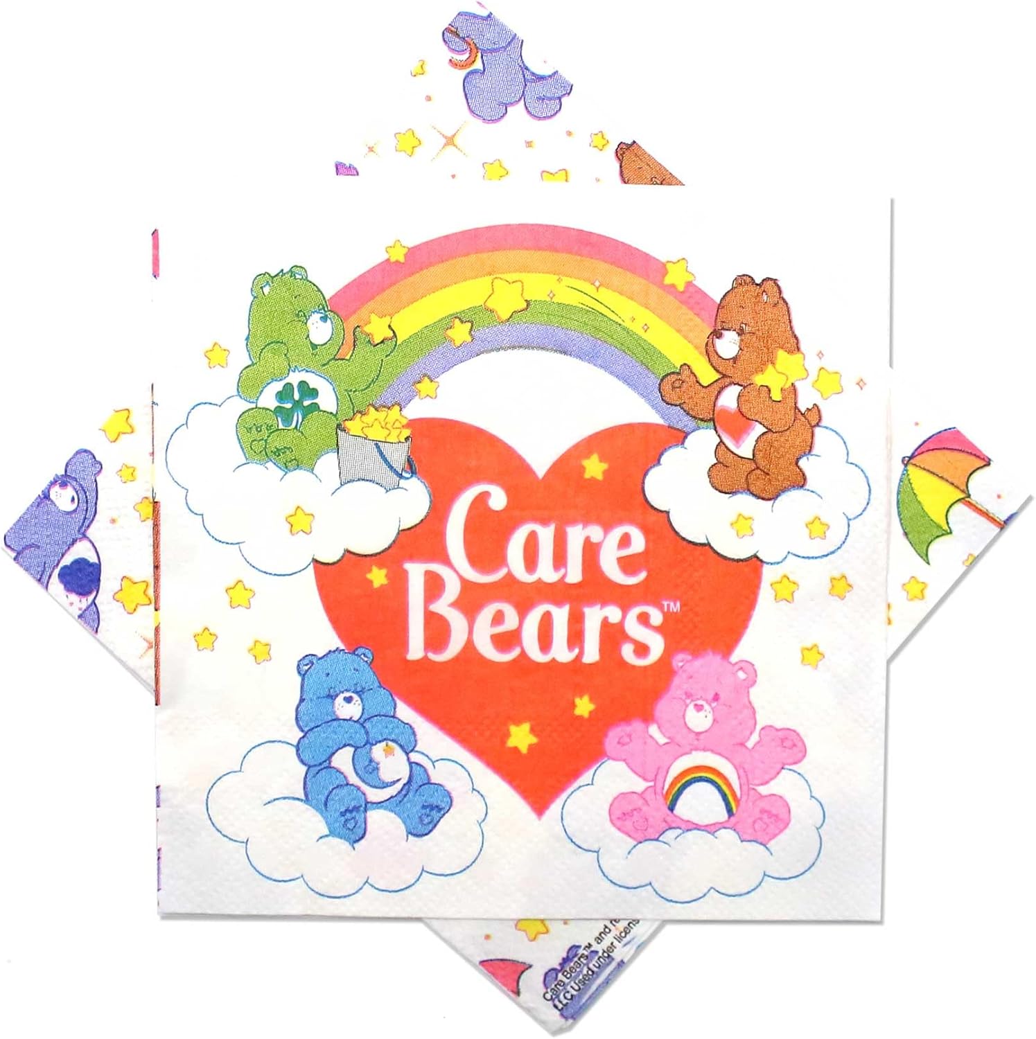 Care Bears Standard Party Pack (for 8 Guests)- Plates, Napkins, Bottle Labels, Table Cover, and Banner. Great for Nostalgic Birthdays, Baby Shower, Gender Reveal Party, and 1st Birthdays.