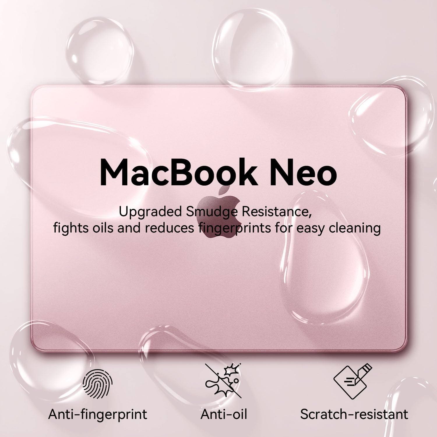 EooCoo for MacBook Neo Case 13 inch 2026 Model A3404 with A18 Pro Chip, Scratch Resistant Protective Hard Shell Case & Keyboard Cover & Screen Film & Type C, Original Matte Blush