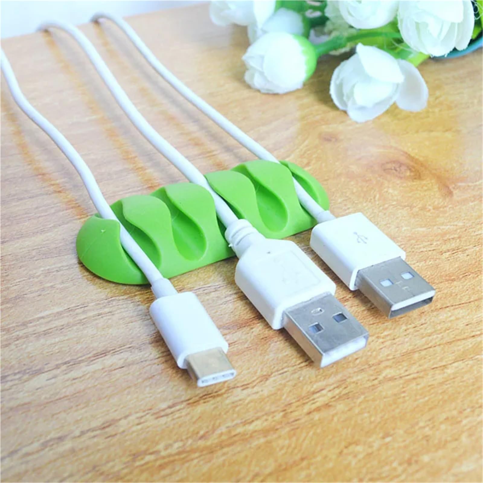 Abrazaderas para Cables 10 Uds. Organizador de gestión Protector Soporte Cable r for Oficina en casa(Green)