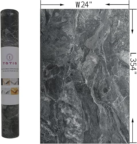 Miniatura 7 de Papel de contacto de mármol gris de 24 x 354 pulgadas, papel tapiz texturizado de granito gris, papel de encimera, papel de encimera, papel adhesivo