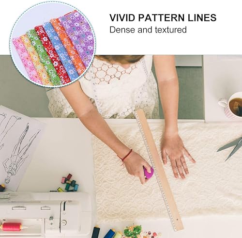 Miniatura 3 de VALICLUD Juego de parches hechos a mano de 7 piezas, serie floral, tela de algodón con patrón liso (girasol, 7 colores)