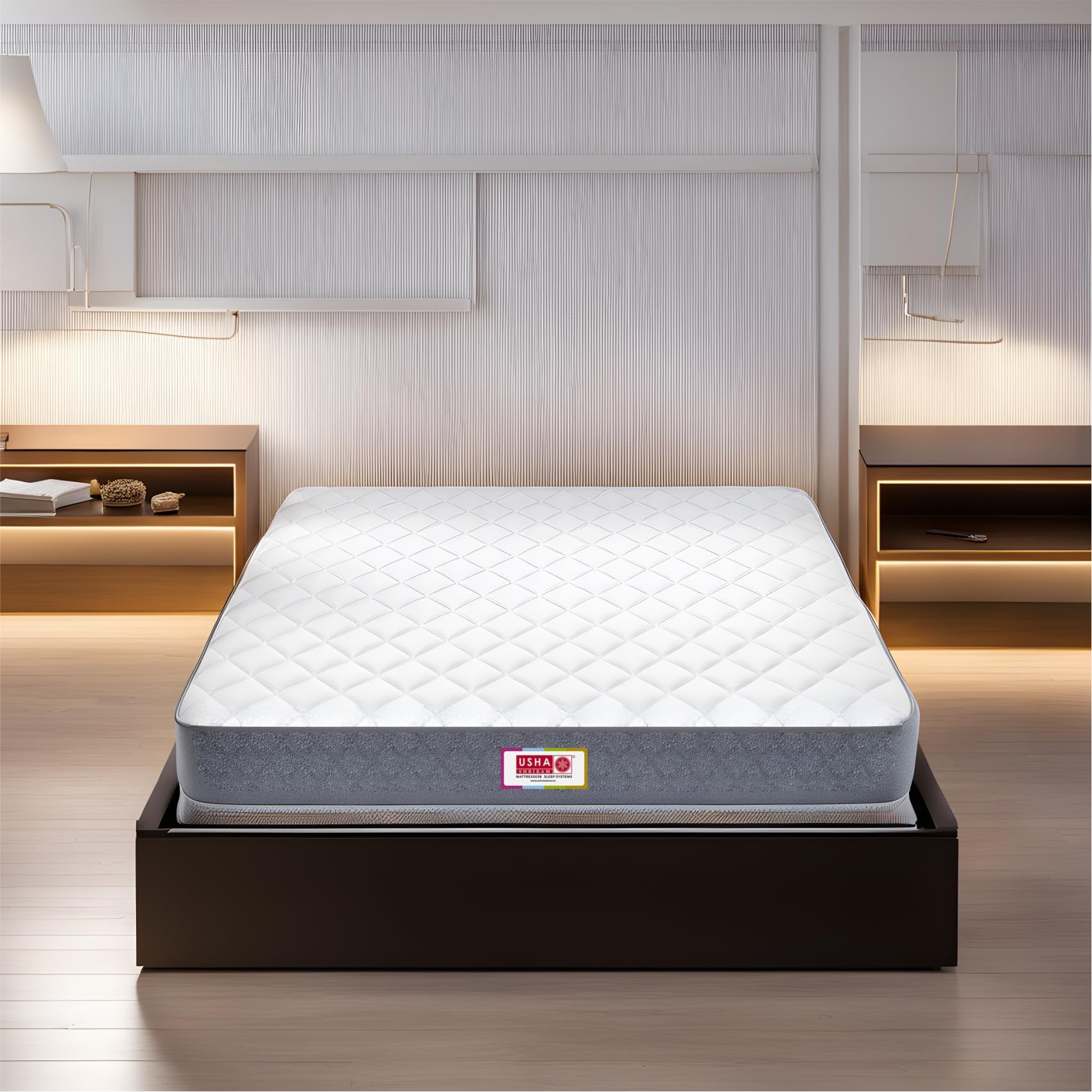 USHA SHRIRAM Tru Spring with NPSS Tech. 6 Inch Queen Size Bonnell Spring Mattress (72X60 Inch) | Breathable Knitted Fabric | Bed Mattress, Firm Comfort for Hot Sleepers | 7 Years Warranty