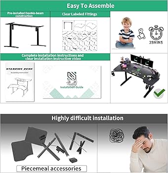 Amazon.com: JWX Dual Motor Standing Gaming Desk with Aluminum