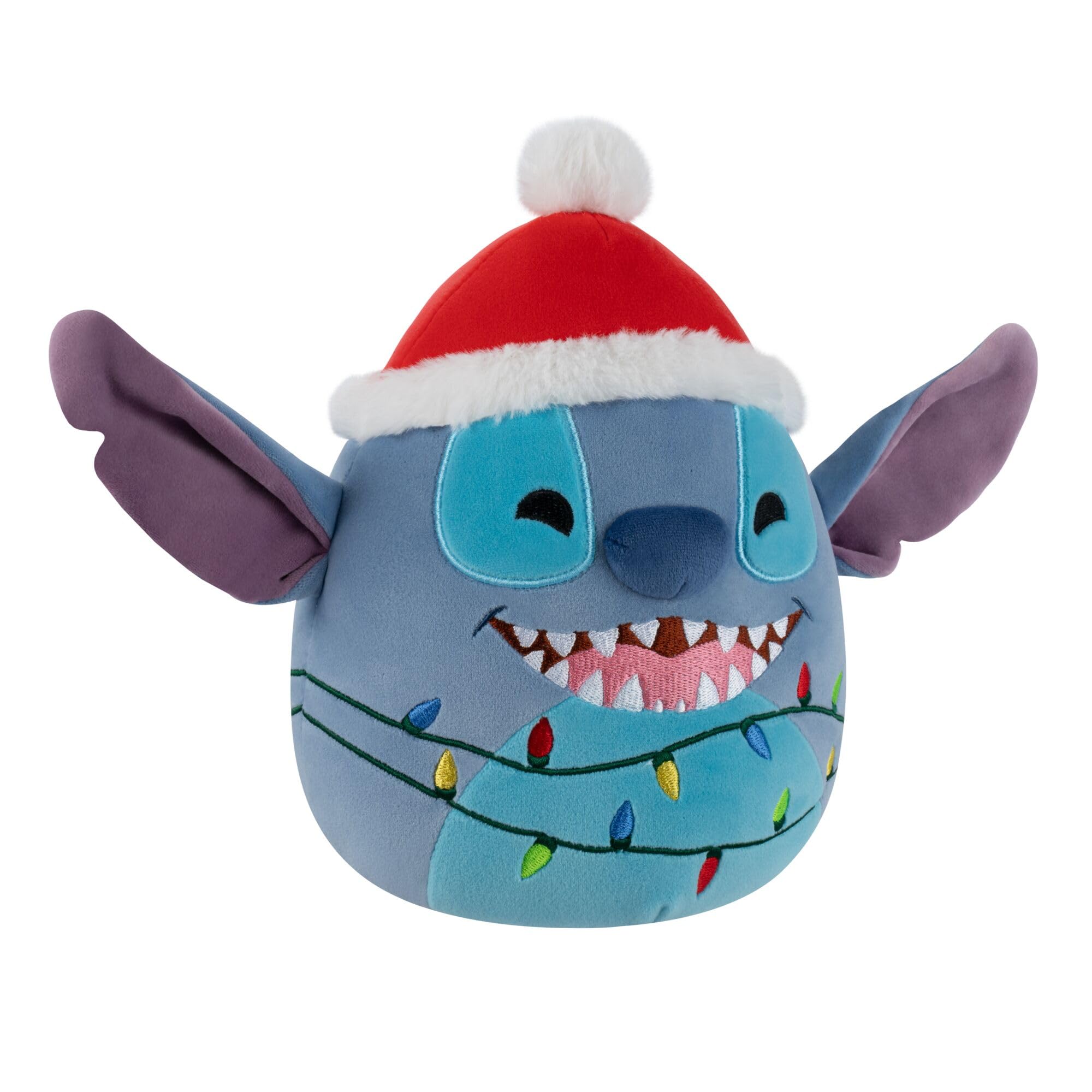 Squishmallows Original 8-Inch Disney Holiday Stitch with Santa Hat and String Lights, Multicolor, 8 Inches - Image 3