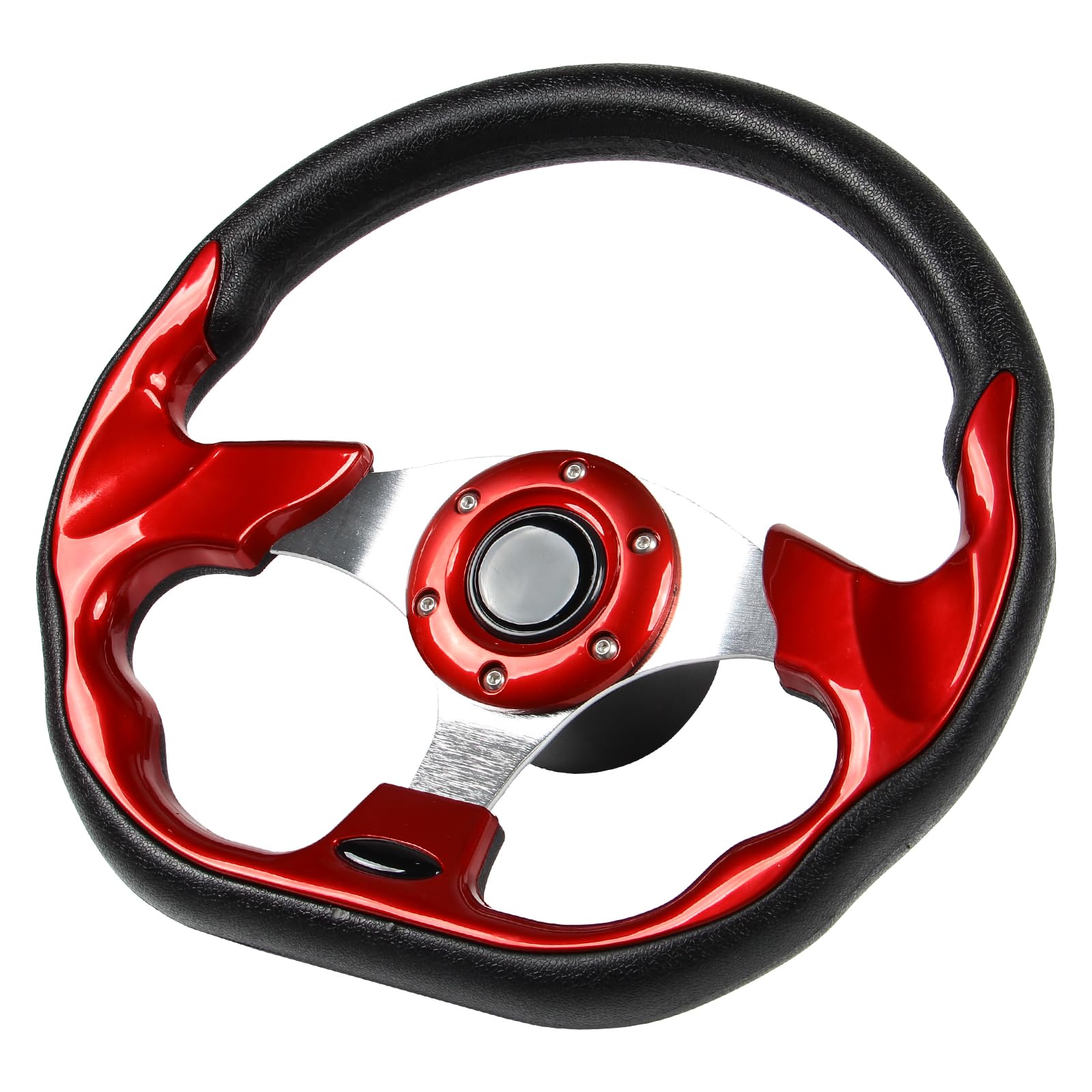 12.5"Marine Boat Steering Wheel with 3/4" Tapered ShaftοΌRust-proof Carbon Fiber Steering Wheel for Most Marine boats,Vessels,Yachts,Pontoons Boat (D shape red)