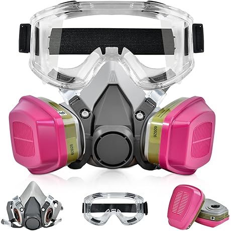 Half Face Elastomeric Respirator Mask with Goggles