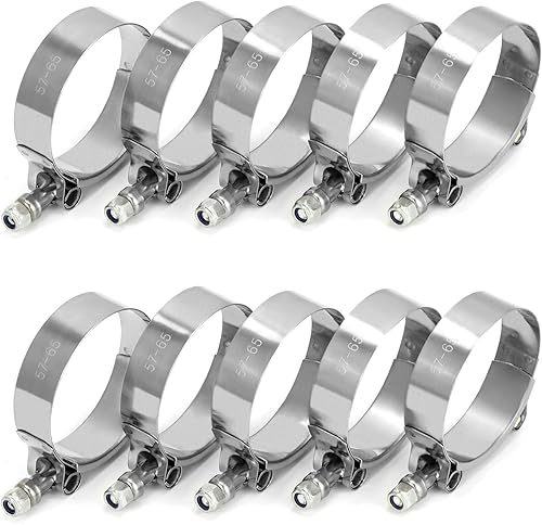 Miniatura 7 de QWORK Abrazadera de manguera de acero inoxidable con perno en T de 2 pulgadas, rango de trabajo de 2.283 in a 2.559 in para manguera de 2 pulgadas,