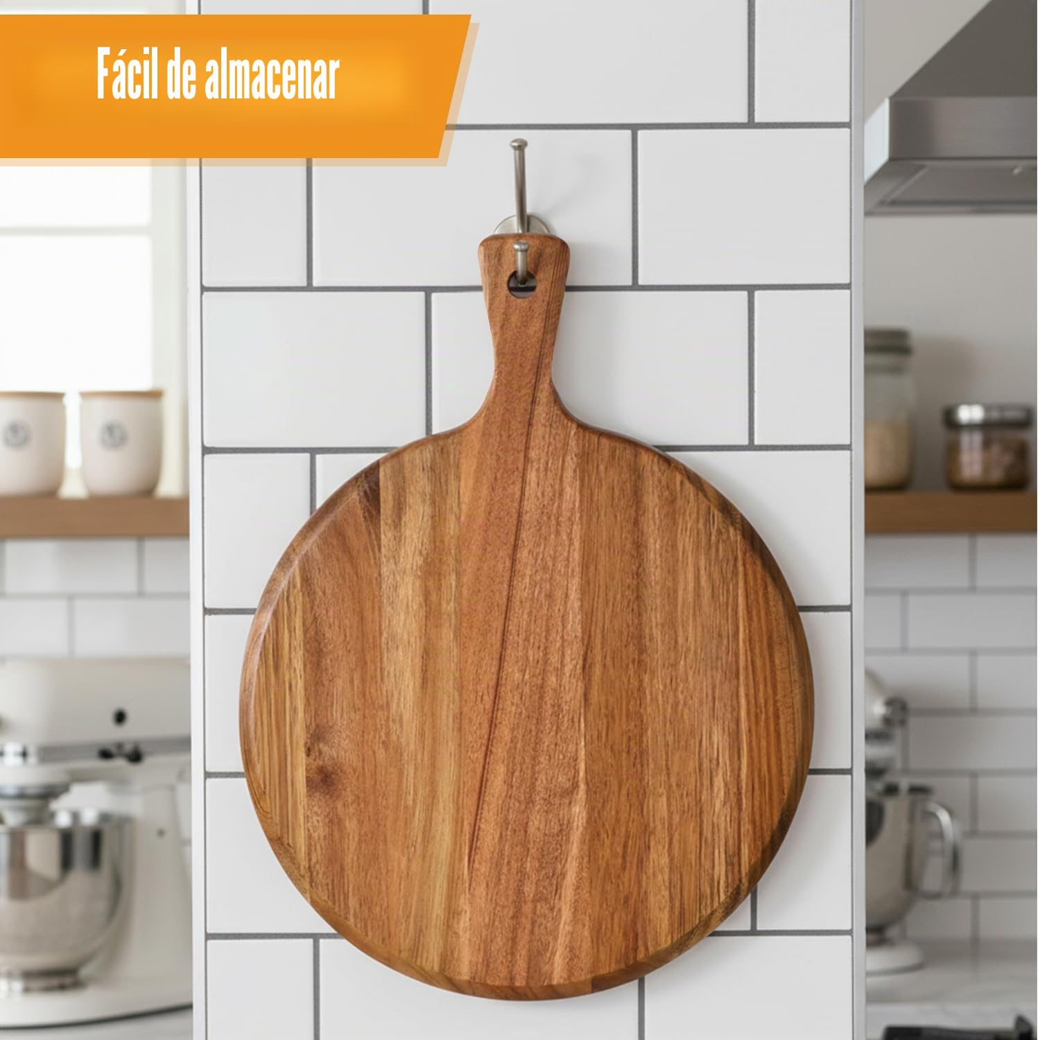Juego de 2 tablas de pizza de madera de 30 cm de diámetro con asa, platos de madera de acacia premium, tabla redonda para servir y cortar pizzas, tartas flameadas, queso