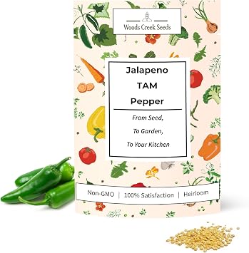 Jalapeno TAM Pepper Seeds for Planting Heirloom, Non-GMO Jalapeno Seeds with Mild Heat, Large Jalapeno Peppers for Home Gardens | Woods Creek Seeds