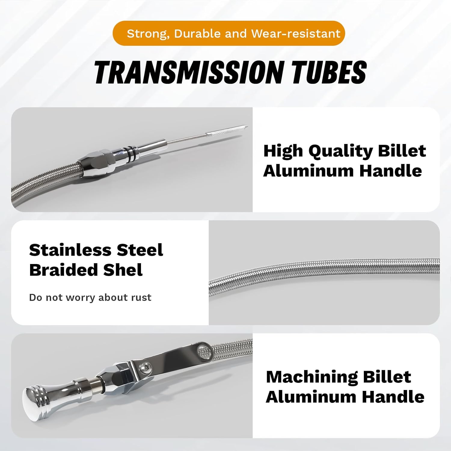 HAHAHA Upgraded Chrome BBC Stainless Flexible Engine Oil Dipstick 1965-91 BB Compatible with Chevy 396 427 454 502 2000 Chrome