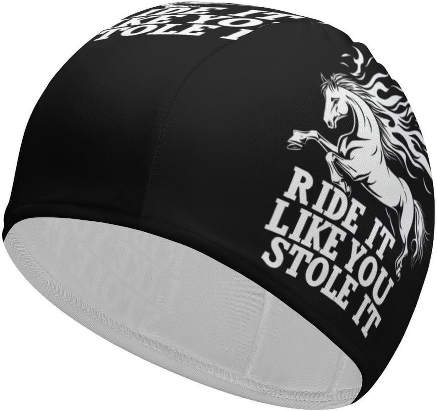 Horse Ride It Like You Stole It Womens Swim Cap for Men Adult Swimming Hat Curly Short Medium Long Hair