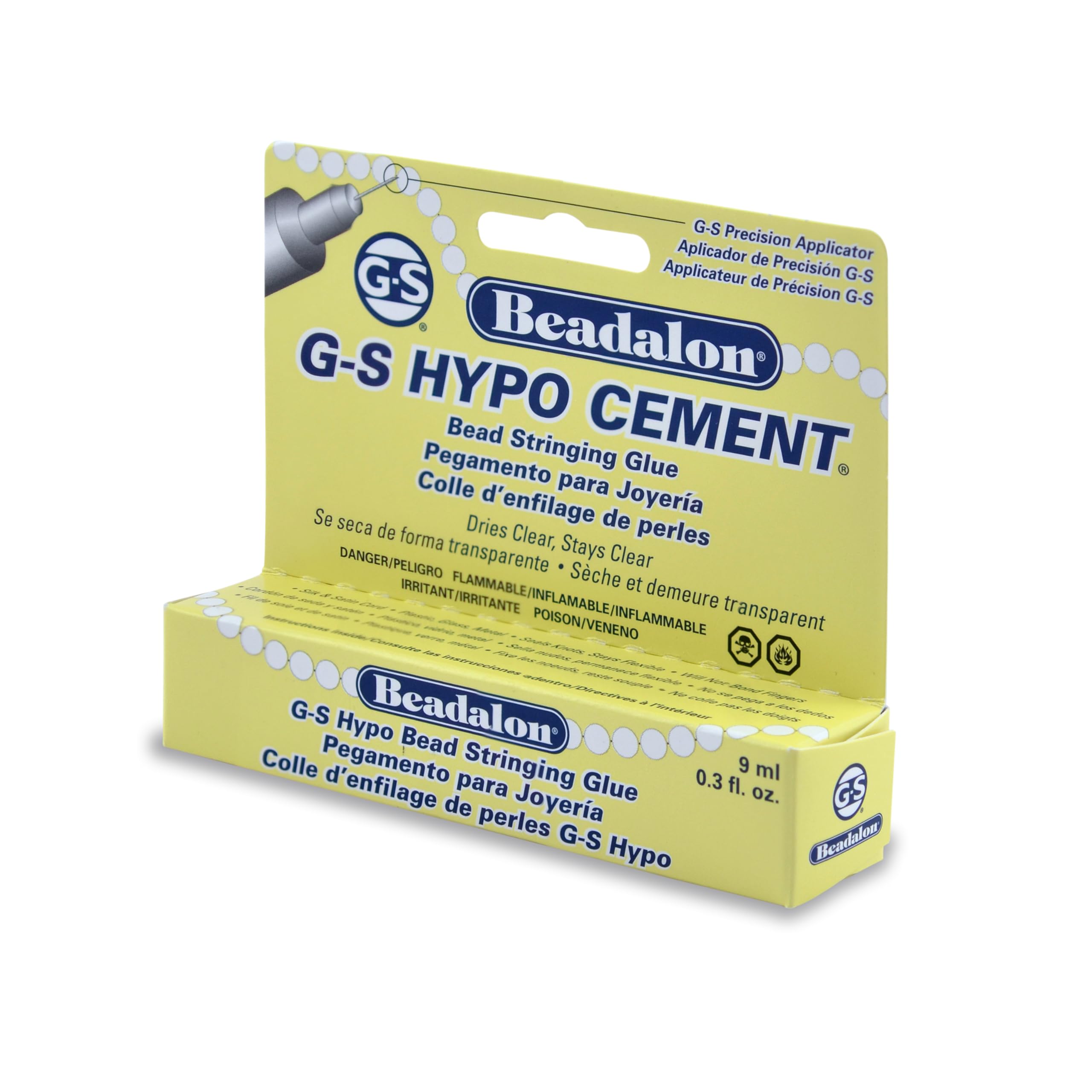 Beadalon G-S Hypo Cement Bead Stringing Glue - Dries Clear, Fine Tip Applicator - Works with Silk Cord, Nymo Thread, Stretchy Elastic Cord, Jewelry Making Supplies, Craft Adhesive