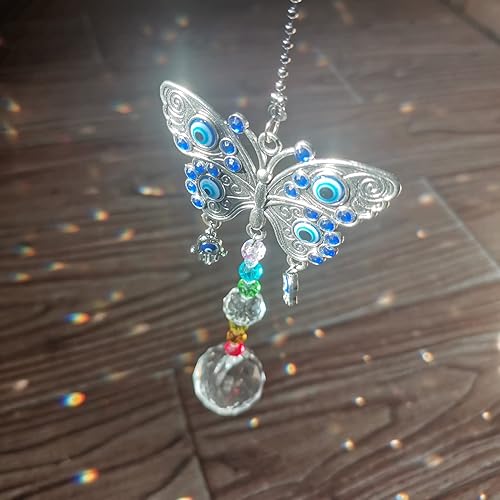 Miniatura 4 de Persofine Window Hanging Suncatcher with Crystal,Blue Butterfly Garden Hanging Rainbow Maker Ornament (Butterfly)