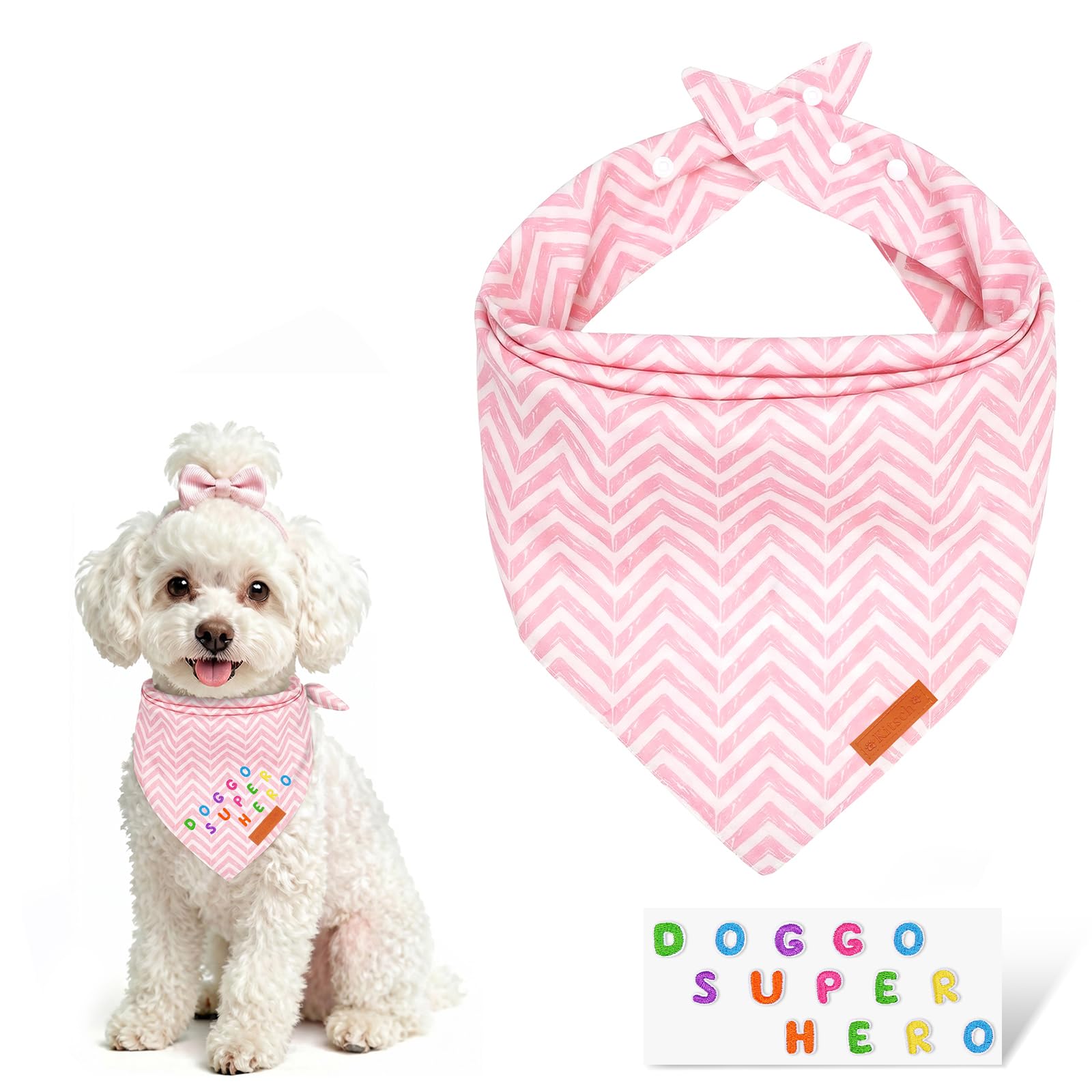 Bandana pour chien, réglable avec 3 boutons et avec de jolis autocollants de repassage, écharpe pour chien, écharpe élégante classique pour animaux de compagnie, décoration pour chiens et chats de