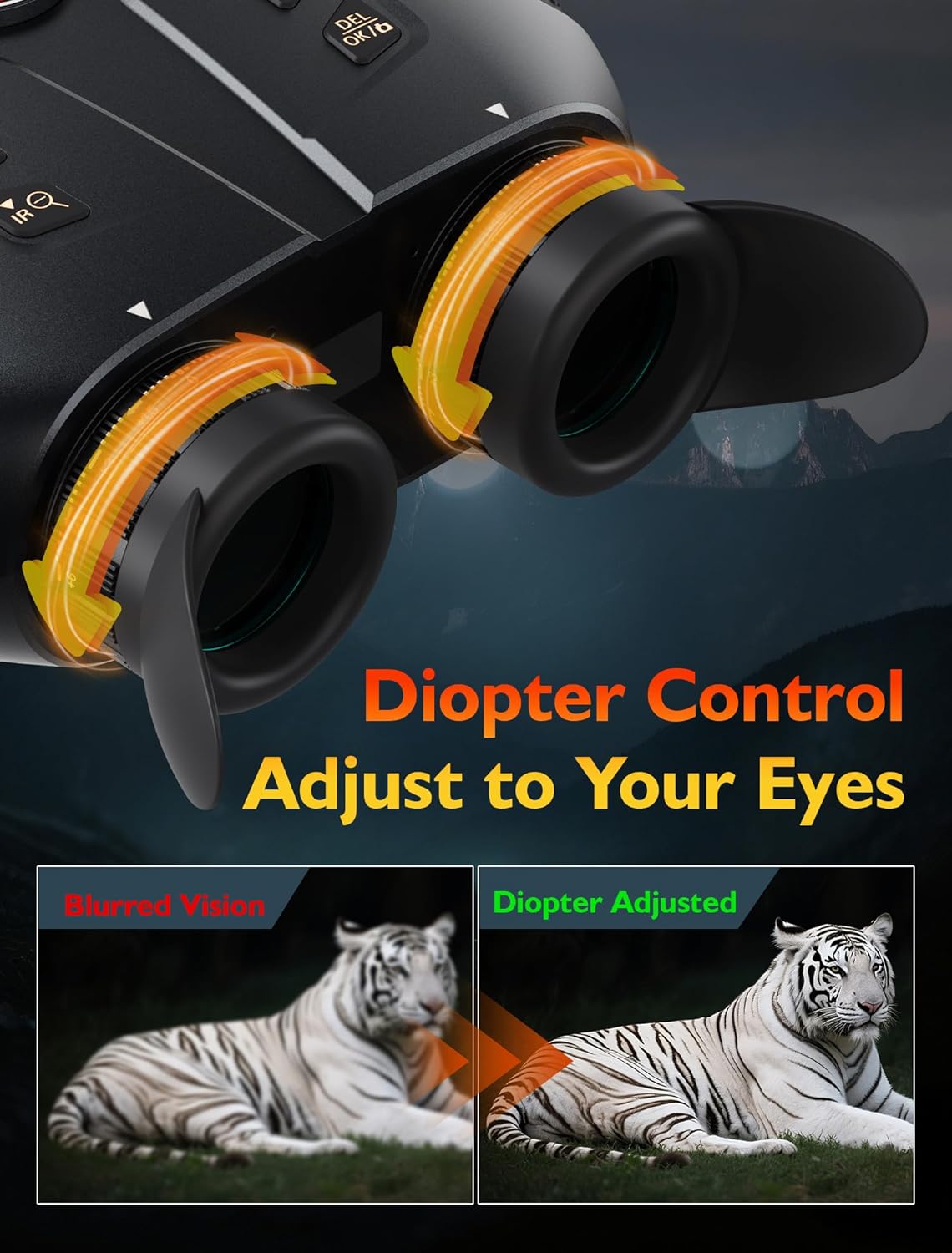 3D VR Night Vision Goggles - Infrared Night Vision Binoculars for Adults & Kids with 2297FT View Range, Compass, 5000mAh Battery, Diopter Adjustment, 6X Digital Zoom for Camping, Hiking, Concert