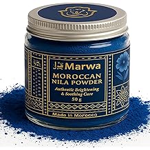 Moroccan Nila Powder &ndash; 100% Pure Saharan Indigo Face, Body &amp; Hair Mask | Brightens, Exfoliates &amp; Evens Skin Tone | Handmade Hammam Ritual | Vegan, Detoxifying | 1.7 Oz (50g)