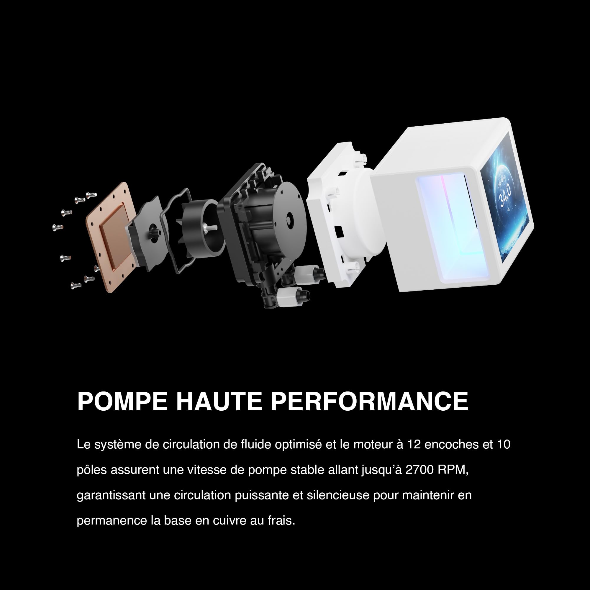 GAMDIAS CHIONE P5 Watercooling AIO 360 mm pour CPU, Écran LCD IPS 3,4” Magnétique et Rotatif, Logiciel Personnalisable, Câblage Caché, Ventilateurs ARGB PWM, MB Sync, Intel LGA 1851, AMD AM5, Blanc