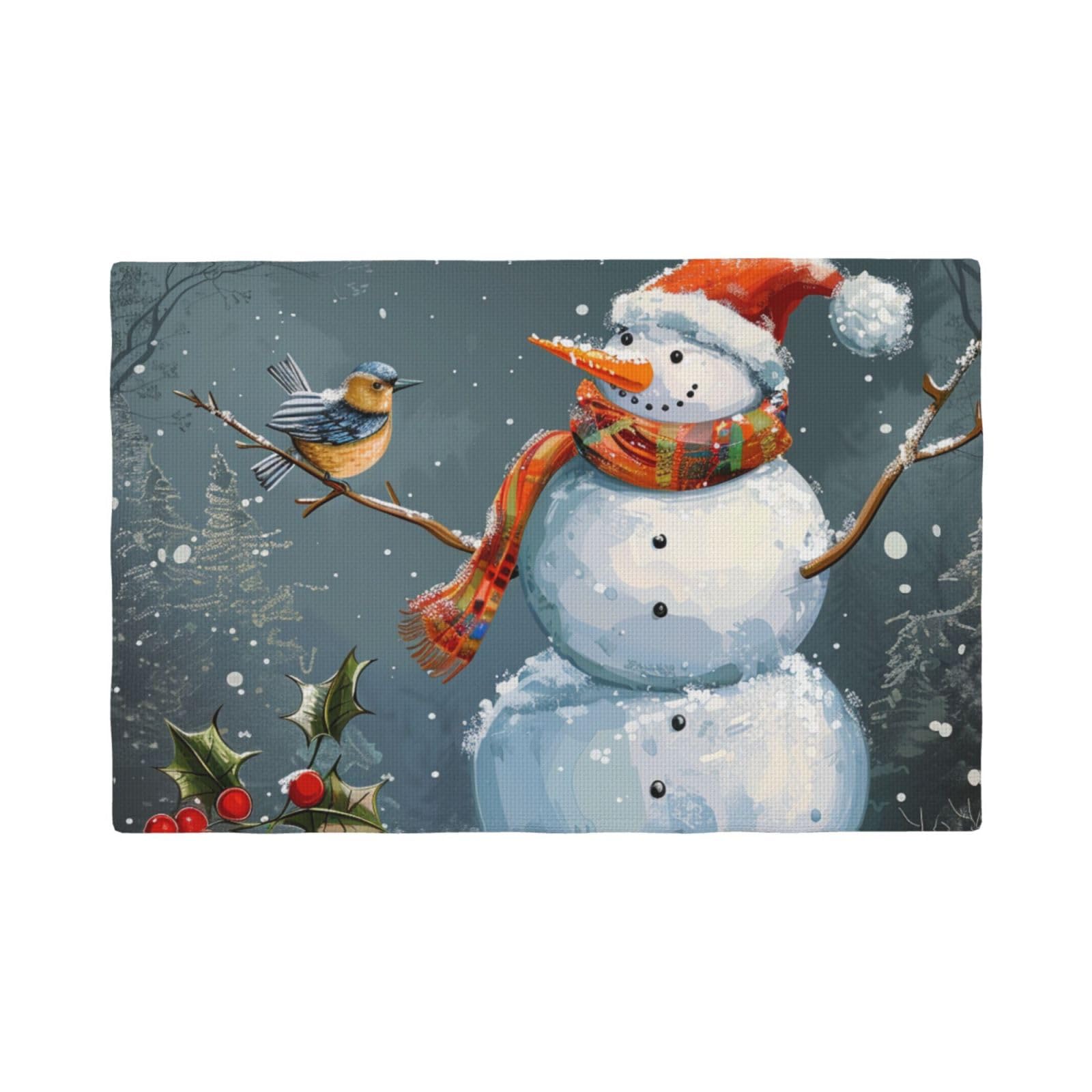 Merry Christmas 1 Print Placemats Set, Heat Resistant Washable Placemat 12x18in Table Mats for Party Kitchen Dining Table Decoration Indoor Outdoor, Six Piece