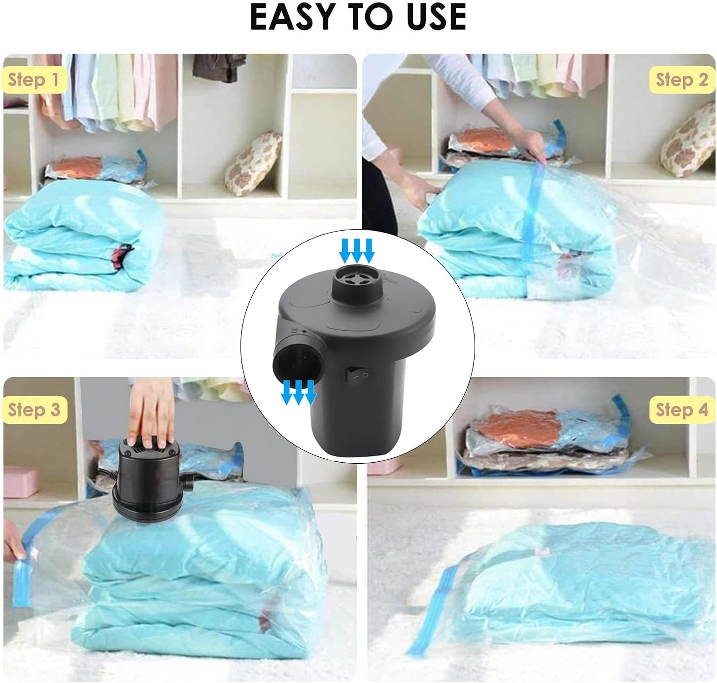 Electric Air Pump, Portable Air Pump for Inflatables with 3 Nozzles, 110V AC/12V DC, Perfect Inflator/Deflator Pumps for Outdoor Camping, Inflatable Cushions, Air Mattress Beds, Boats, Swimming Ring : Home & Kitchen