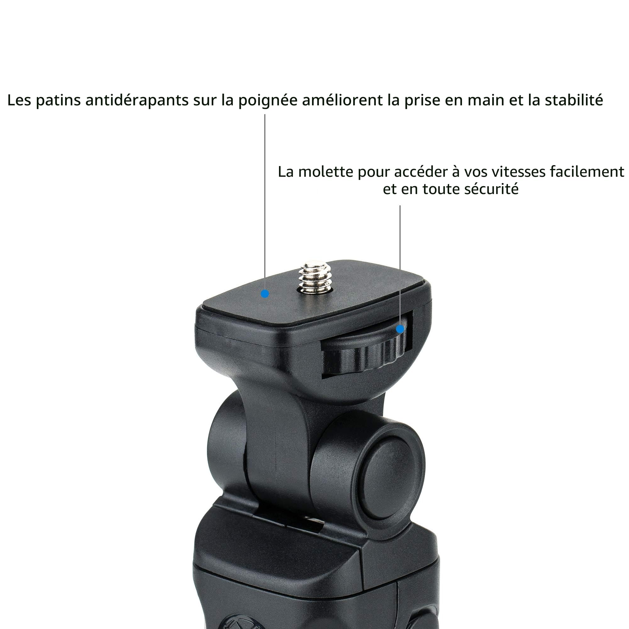 JJC Poignée de caméra, poignée, support de table, trépied, perche à selfie, stabilisateur de main pour Canon, Nikon, Sony, DSLR, appareil photo numérique, caméscope