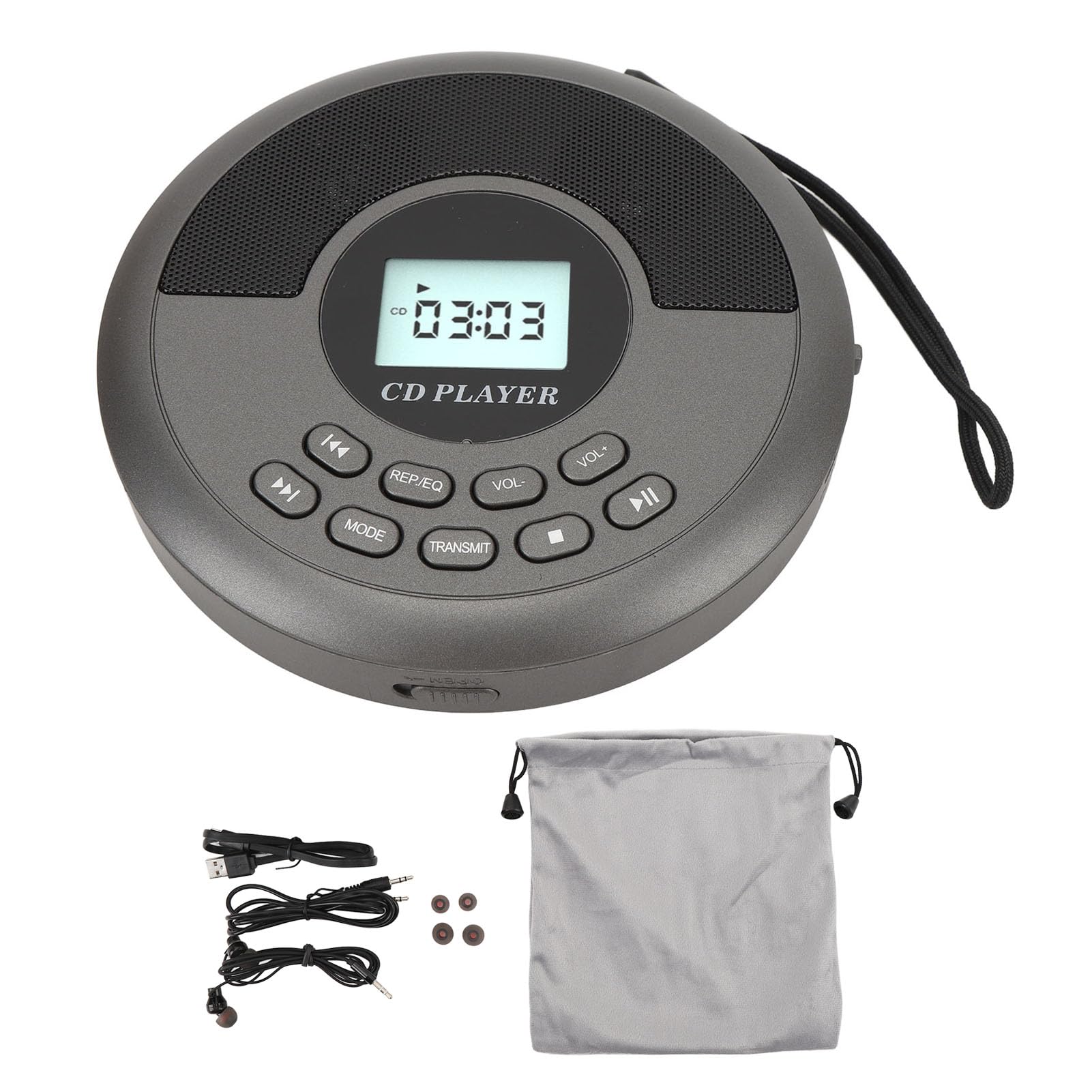 Lettore CD BT, Lettore CD MP3 Portatile, Design con Doppio Altoparlante USB BT, Lettore Dischi Ricaricabile per Viaggi in Auto a Casa All'aperto