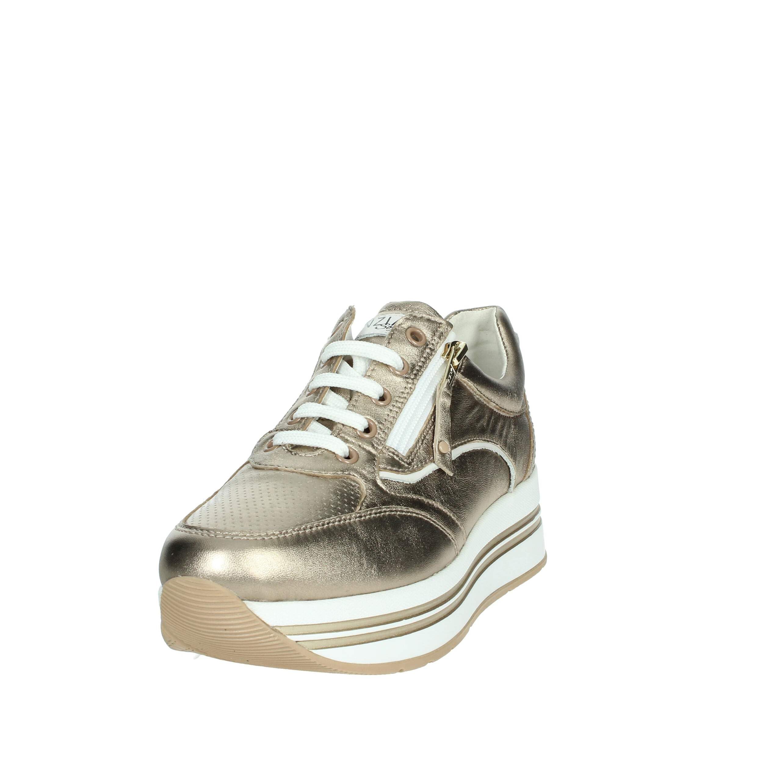 CINZIA SOFT IV919575-AS001 White/Gravel Scarpa Donna Sneaker Platform Pelle Zip Laterale