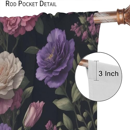 Miniatura 299 de Retro 70s Floral Blackout Window Curtains, Watercolor Flower Plant Rustic Modern Style Pattern Window Drapes, for Bedroom Living Room 42x45in 2