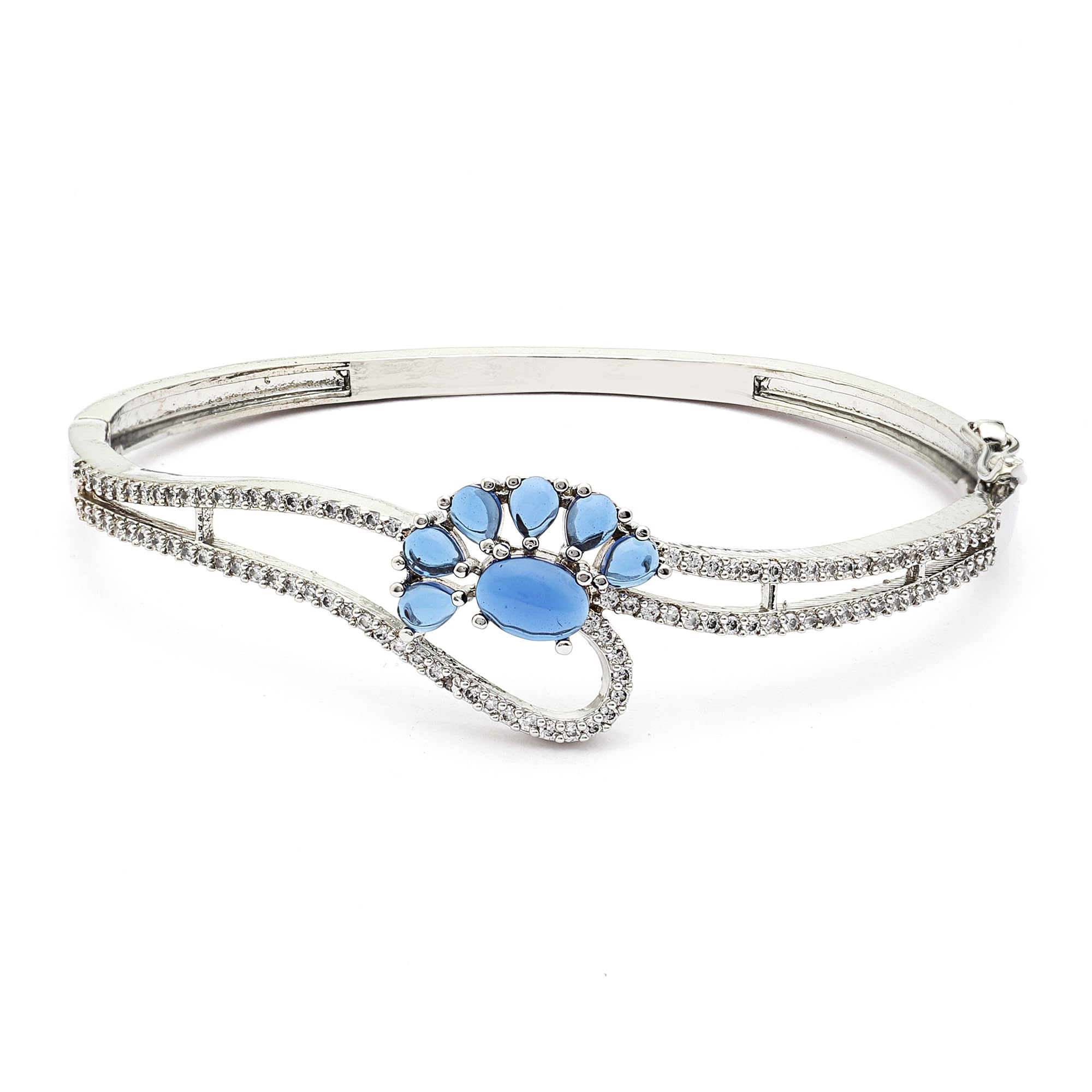 ZENEME Bracelet Rhodium-Plated Royal Blue American Diamond Studded Contemporary Brass Kada Style Bracelets For Women and Girls (B0CGM58GCL) Amazon Price History, Amazon Price Tracker