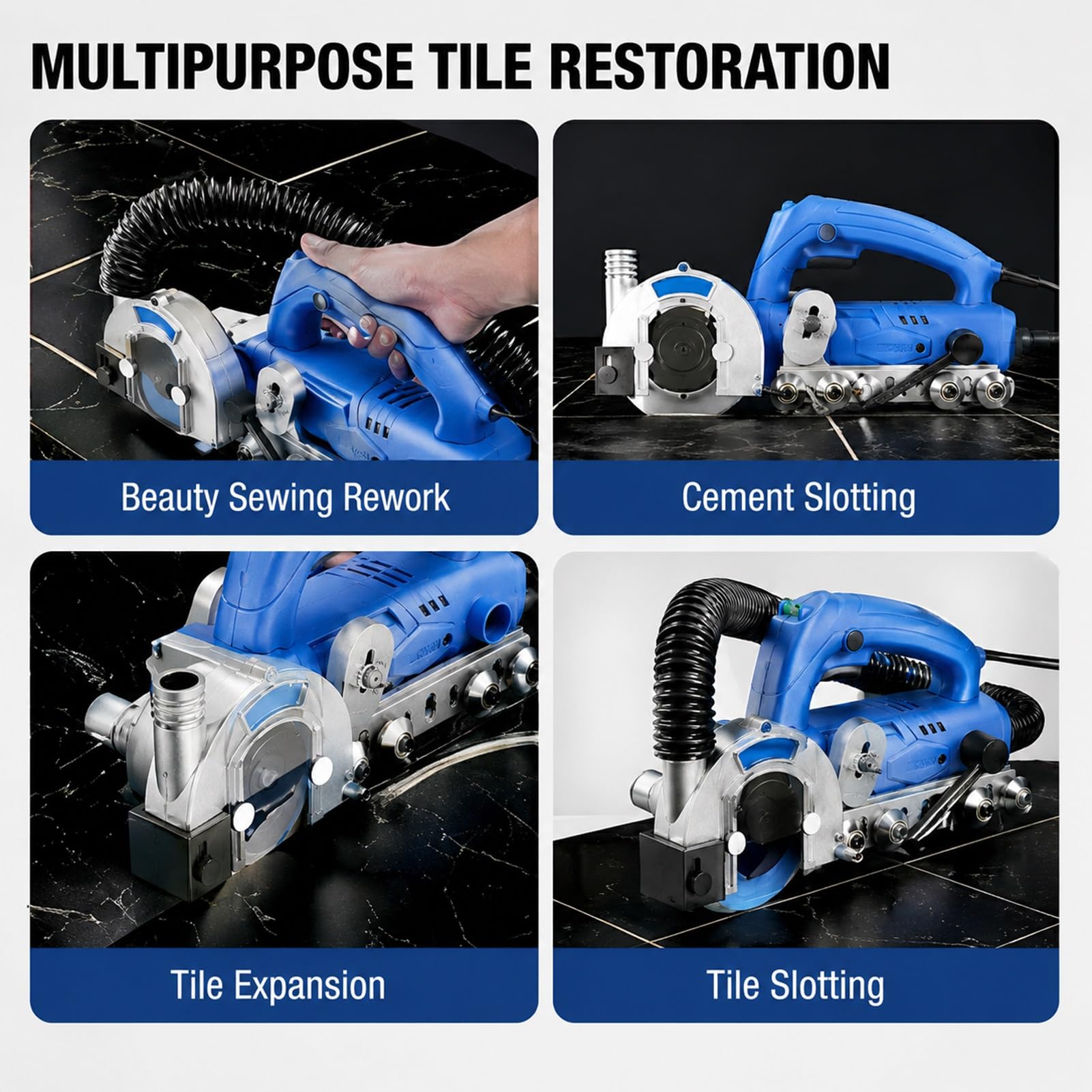 Cortadora de Azulejos 1200W 9000 Revoluciones por Minuto Eliminador de Juntas Electrico con Succion de Polvo Integrada y Hoja de Diamante para Ceramica Porcelana