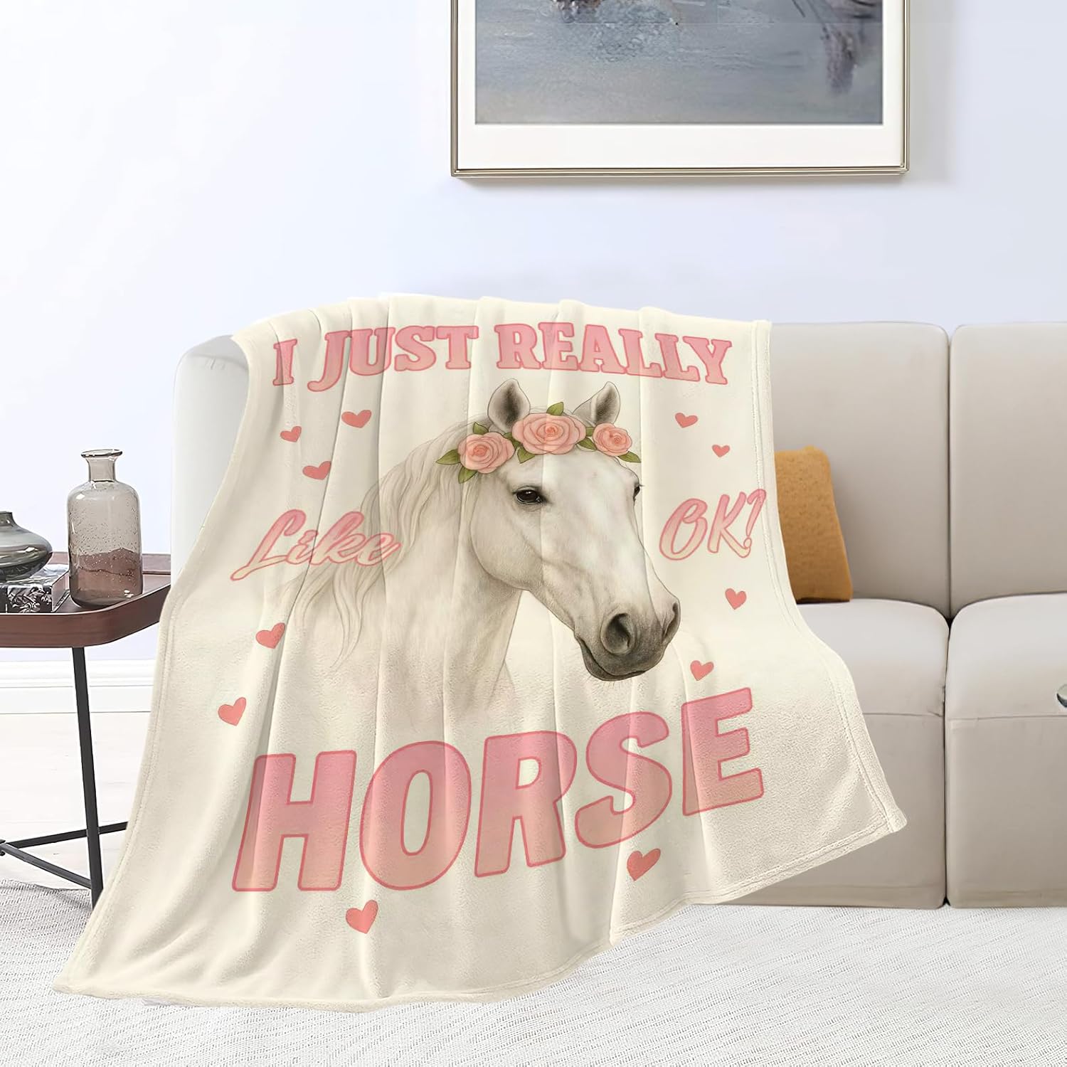 Horse Soft Cozy Blanket White Horses Throw Blanket Super Plush Warm Stuff Lightweight Fleece Flannel Blankets Gifts for Women Girls Men Kids Adults 50"X40" - Image 5