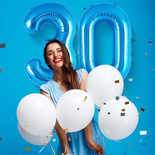 Miniatura 5 de Globo de número 0 azul de 40 pulgadas, globos grandes de papel de aluminio de helio, globos gigantes de Mylar número 0 para suministros de
